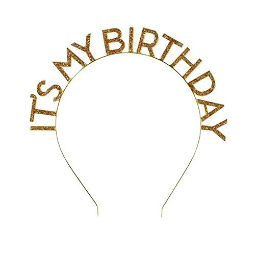 Birthday Crown Birthday Tiara Happy Birthday Girl Hat Gold Headband 4.75 x 7 Inches"It's My Birthday"
