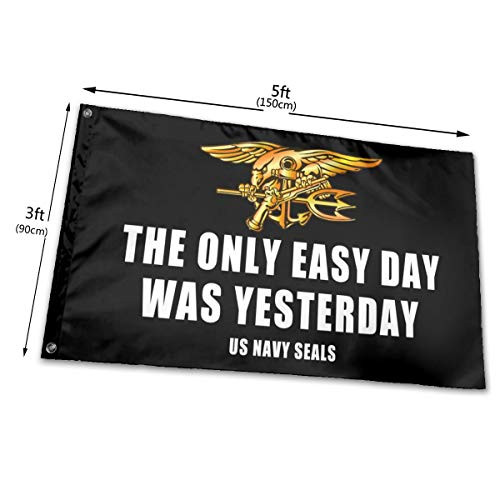 RONGANDHE The Only Easy Day was Yesterday Us Navy Seals Flag Banner 3x5 Feet Man Cave Party Garden House Outdoor 2