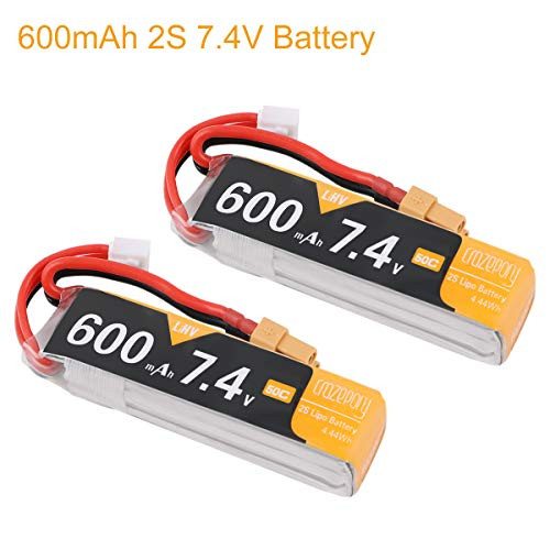 Crazepony 2PCS 7.4V 600mAh 2S Lipo Battery 50C/100C XT30 Plug for Micro FPV Racing Drone Quadcopter