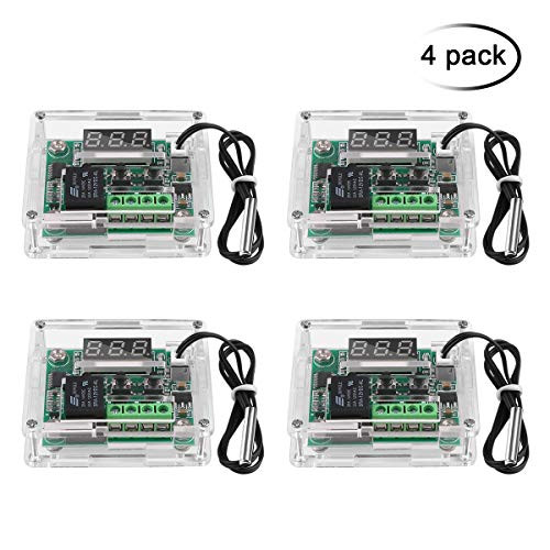 MakerHawk 4PCS W1209 12V DC Digital Temperature Controller Module, Micro Digital Thermostat -50-110C Electronic Temperature Temp Control Module Switch