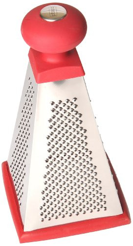 p!zazz 9-Inch 4-Sided Pyramid Grater, Red