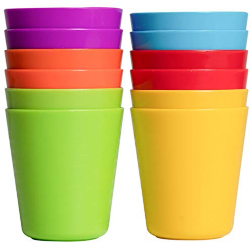 Klickpick Home Set of 12 Kids colorful Plastic cups Toddlers Reusable Dishwasher Microwave Safe Unbreakable Cups