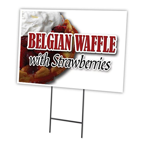 Belgian Waffle with Strawberries 18"x24" Yard Sign & Stake Outdoor Plastic Window | Advertise Your Business | Stake Included Double Sided Image | Made