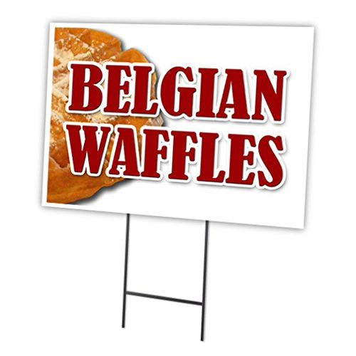 Belgian Waffles 18"x24" Yard Sign & Stake Outdoor Plastic coroplast Window | Advertise Your Business | Stake Included Double Sided Image | Made in The