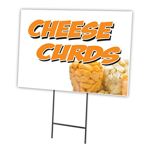 Cheese Curds 18"x24" Yard Sign & Stake | Advertise Your Business | Stake Included Double Sided Image | Made in The USA