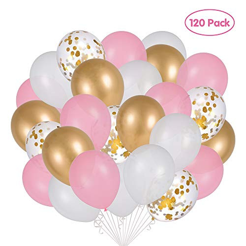 Balloons Garland Arch Kit 120PCS, Birthday Party Confetti Latex Balloons for Graduation Wedding Party Celebration Decorations (Pink & Gold & White) Balloons Garland Arch Kit 120PCS, Birthday Party Confetti Latex Balloons for Graduation Wedding Party Celebration Decorations (Pink & Gold & White)