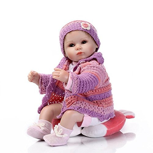 Realistic Reborn Baby Dolls Silicone Vinyl Reborn Baby Girls 18 Inches Lifelike Baby Dolls Eyes Open Newborn Baby Doll