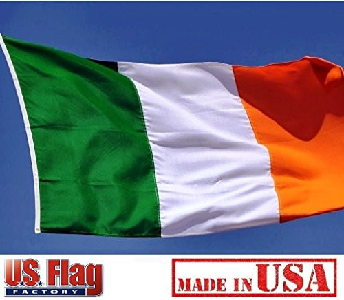 US Flag Factory 2x3 FT Ireland Irish Flag (Sewn Stripes) Outdoor SolarMax Nylon - Made in America - Premium Quality