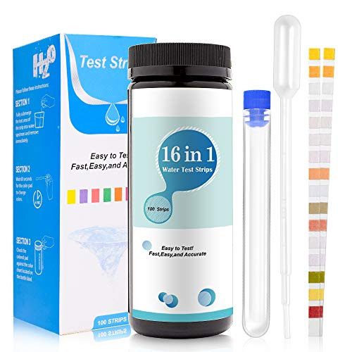 16 in 1 Drinking Water Test Kit Home Water Quality 60 Seconds Testing Strips to Detect Hardness, pH, Fluoride, Lead, Iron,Copper and More