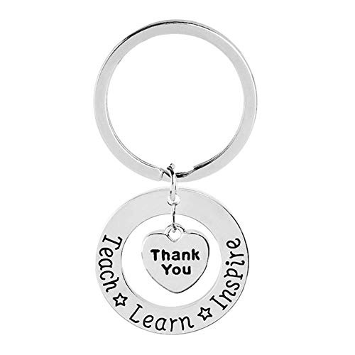 7-Almond Teacher Appreciation Gifts, Thank You Teacher Gifts Teach Learn Inspire Keychain for Women Jewelry Birthday Gift for Teachers Valentines Chri