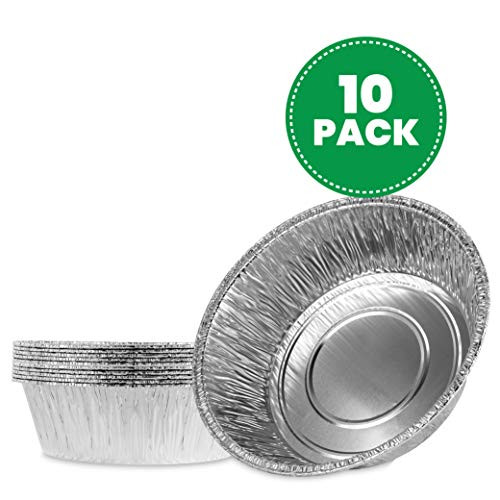 Plasticpro 10'' Inch Round Deep Tin Foil Pans Disposable Aluminum, Freezer & Oven Safe - For Baking, Cooking, Storage, Roasting, Reheating, Pack of 10 Plasticpro 10'' Inch Round Deep Tin Foil Pans Disposable Aluminum, Freezer & Oven Safe - For Baking, Cooking, Storage, Roasting, Reheating, Pack of 10