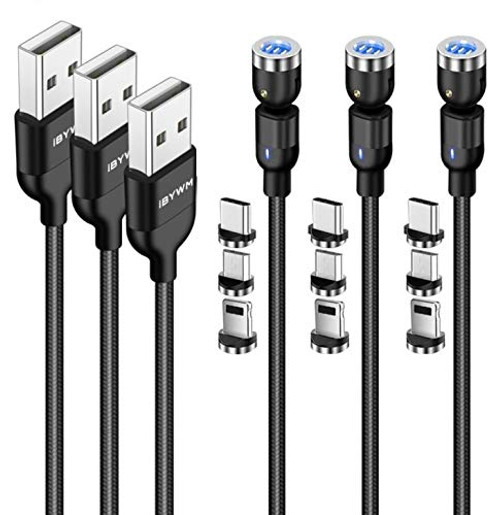 3A Fast Magnetic Charging 360 & 180 Rotation Magnetic Charging Cable, Data Transfer Charger Cable 3 in 1 USB Cable, Compatible with Micro USB, Type-C, 3A Fast Magnetic Charging 360 & 180 Rotation Magnetic Charging Cable, Data Transfer Charger Cable 3 in 1 USB Cable, Compatible with Micro USB, Type-C,