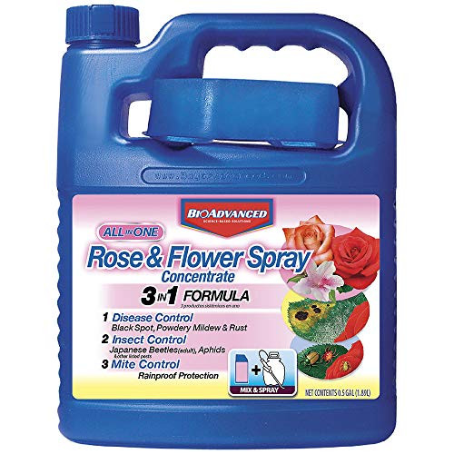 BioAdvanced 708262A All-in-One Rose & Flower Spray Systemic Insecticide, Fungicide, Miticide, Concentrate, 64-Ounce