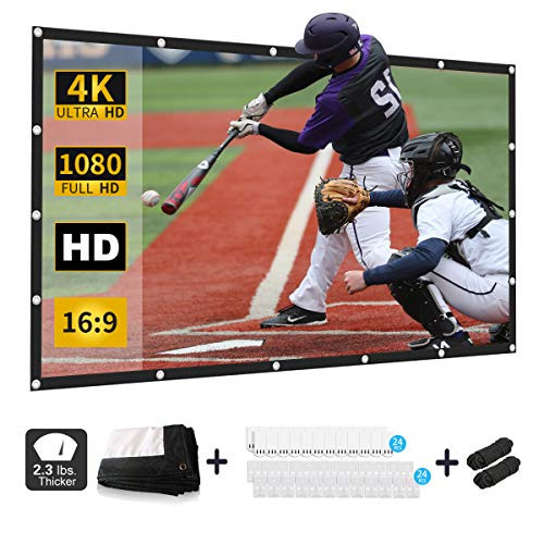 morpilot 120inch Projector Screen Indoor Outdoor Portable Movie Screen 16:9 HD Projection 4K Home Theater Office Presentation Education Gaming Outdoor