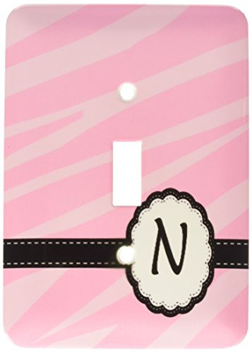 3dRose LLC lsp_155753_1 Pink Zebra Print Monogram Letter N Single Toggle Switch