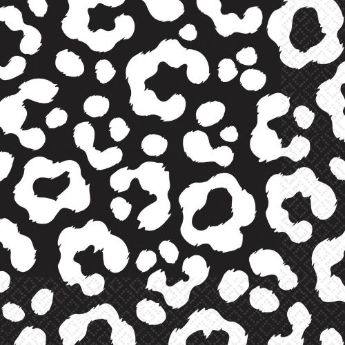 Amscan Decorative Cheetah Party Beverage Paper Napkins (16 Piece), 5 x 5, Jet Black/White