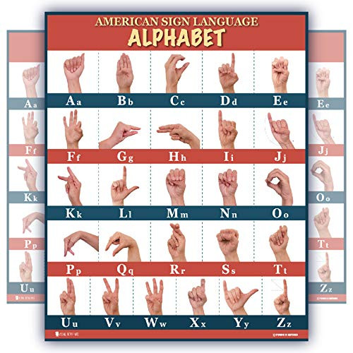 Sign Language abc poster (18x24) large LAMINATED with UPDATED FIXED images Young N Refined