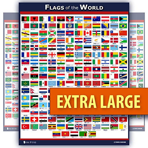 World Flags Educational Poster Laminated Young N Refined (18x30)