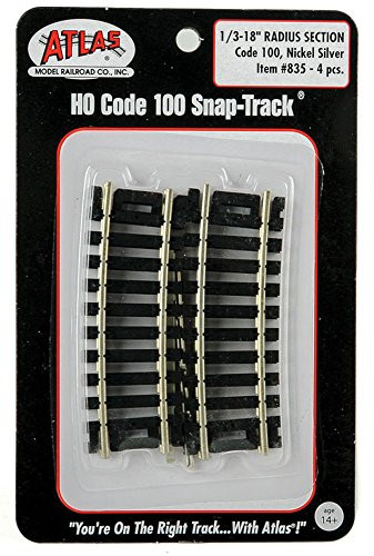 Atlas Code 100 Nickel Silver 1/3-18" Radius Snap-Track (6/Bx) HO Scale Trains