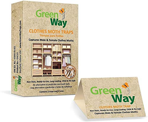 GreenWay Clothes Moth Traps (3 Pack) | Pheromone Attractant, Ready to Use | Heavy Duty Glue, Safe, Non-Toxic with No Insecticides or Odor, Eco Friendl