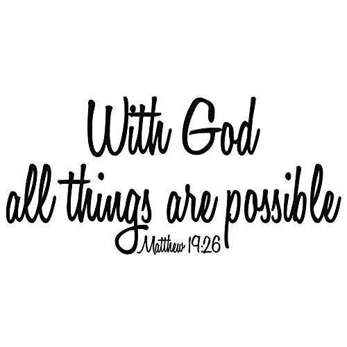 ZSSZ with God All Things are Possible Matthew 19:26 Vinyl Wall Decal Religious Home D?r Christian Quote Wall Sticker Handwriting Art Letters Bible Scr