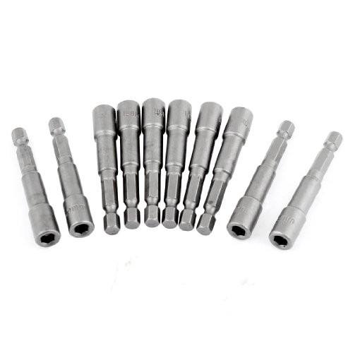Uxcell 65mm Length Magnetic 5.5mm Hex Socket Nut Setters Driver Bits, 10-Piece
