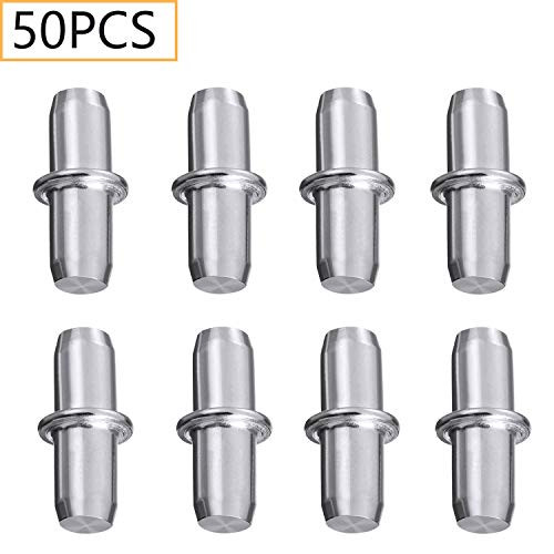 50 PCS Shelf Pins,5mm Cabinet Furniture Shelf Support Pegs Nickel Plated