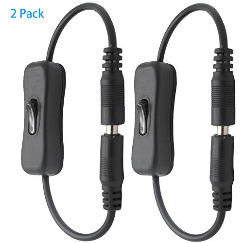 LED Tape Light Connector, LED Strip Light Inline On/Off Switch Cable DC Jack Male to Female Connector, DC Jack Switch, 12V Inline Rocker Switch DC Power Adapter Connector?5.52.1mm? (Black - 2 Pack)