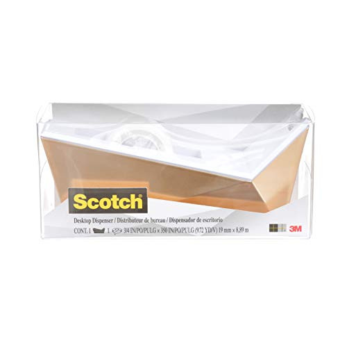 Scotch Facet Design One-Handed Dispenser, with 3/4 x 350 Tape Roll, 1" Core, Copper (C17-CP)