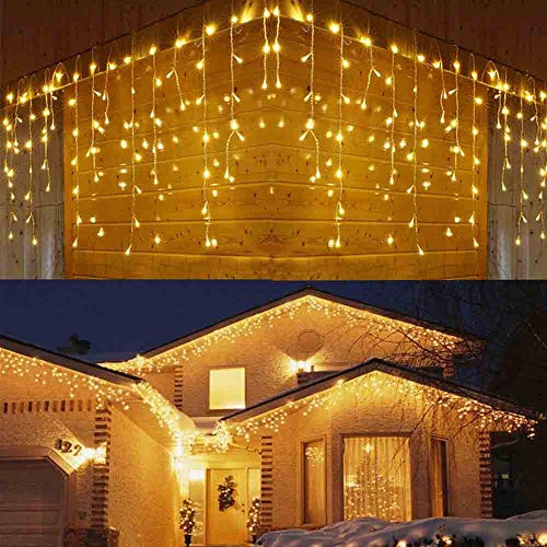 YASENN 300Led Icicle String Lights for Eaves Decoration,Icicle String Lights Low Voltage Fairy Lights for Party,Wedding,Garden,Curtain(Warm White) YASENN 300Led Icicle String Lights for Eaves Decoration,Icicle String Lights Low Voltage Fairy Lights for Party,Wedding,Garden,Curtain(Warm White)
