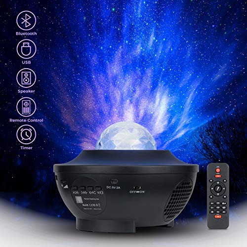 Galaxy Projector Star Projector Nebula Ocean Wave Projector Starry Night Light Projector Laser Star Light Projector for Bedroom with Bluetooth Speaker