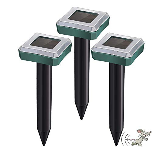 Sonic Mole Repellent,3 Pack Outdoor Mole Repeller Spikes Groundhog Repeller Solar Vole Deterrent Gopher Chaser Rodent Repellent Pest Control Unlike Mo