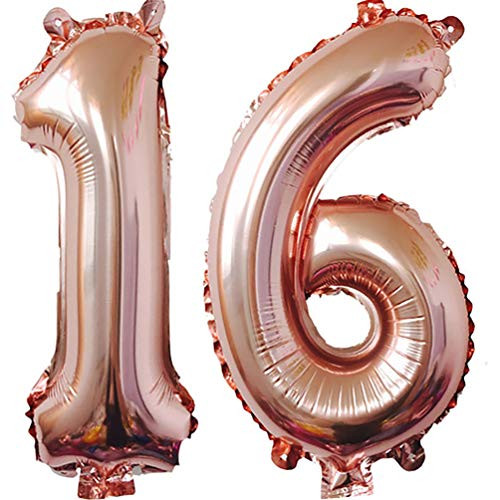 AZOWA Big Sweet 16 Balloons Jumbo Number 16 Balloons Rose Gold for Sweet Sixteen Birthday Party Decorations(Rose Gold,40 in) AZOWA Big Sweet 16 Balloons Jumbo Number 16 Balloons Rose Gold for Sweet Sixteen Birthday Party Decorations(Rose Gold,40 in)