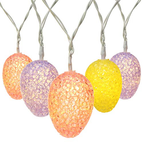 BrizLabs Easter Egg Lights, 5.94ft 10 LED Pastel Lights, Steady On Easter Eggs Ornaments Battery Powered Pastel Fairy Lights String for Easter, Party,