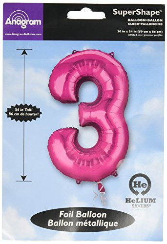 BirthdayExpress #3 Pink Foil Balloon