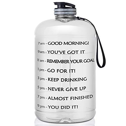 FRETREE Gallon Water Bottle Portable Water Jug - Fitness Sports Daily Water Bottle with Motivational Time Marker, Leak-Proof Gym Bottle for Outdoor Ca FRETREE Gallon Water Bottle Portable Water Jug - Fitness Sports Daily Water Bottle with Motivational Time Marker, Leak-Proof Gym Bottle for Outdoor Ca