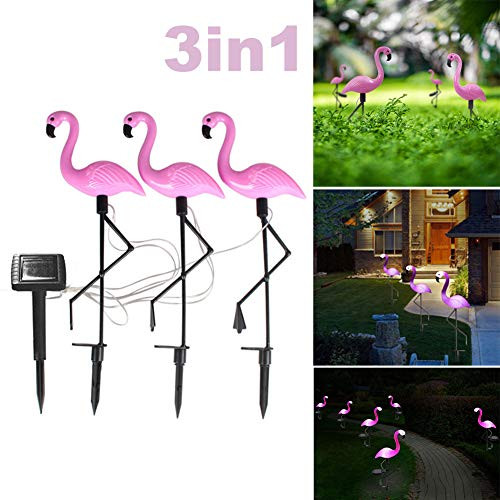 SESERIA Garden Outdoor Solar Lights, 3Pack Flamingo Led Stake Light Solar Powered Waterproof Pathway Lawn Yard Landscape Path Decorative Lights