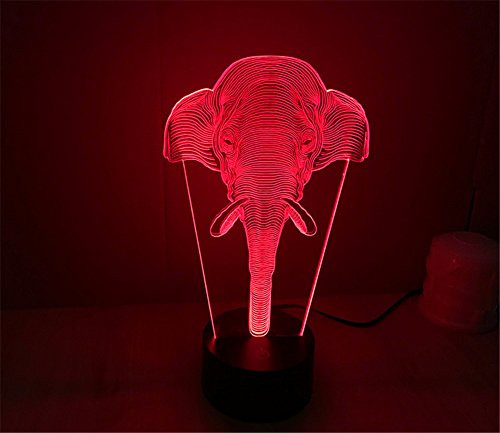 SmartEra 3D Optical Illusion Long Nose Elephant Lighting Night 7 Color Change USB Touch Button LED Desk Table Light Lamp SmartEra 3D Optical Illusion Long Nose Elephant Lighting Night 7 Color Change USB Touch Button LED Desk Table Light Lamp