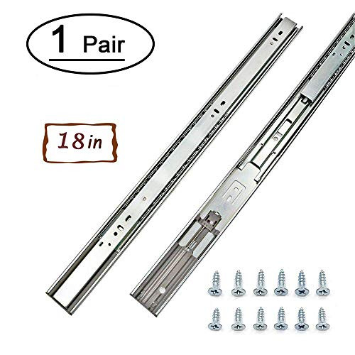 1 Pair Full Extension Drawer Slides 18 inch Heavy Duty Drawer Slides  LONTAN 4502S3-18 Soft Close Ball Bearing Side Mount Drawer Slides 100lb Capacity