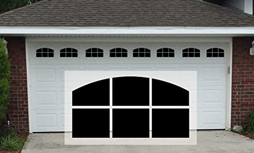 Sanfurney 2 Car Magnetic Garage Door Windows Panes Arch Style Pre-Cut Faux Fake Decorative Window Decals, 8 Sections 14.6"x 7.6"