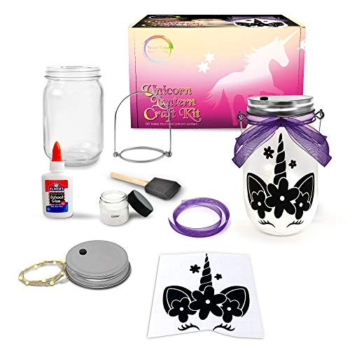 Unicorn Lantern Craft Kit - DIY Make Your Own Unicorn Lantern Jar - Craft Project for Kids - Great Gift (Unicorn)