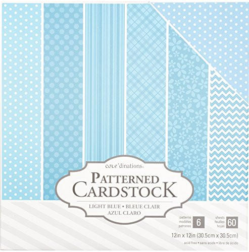 American Crafts Core'dinations Cardstock 60 Sheet 12 x 12 Inch Paper Pack Light Blue