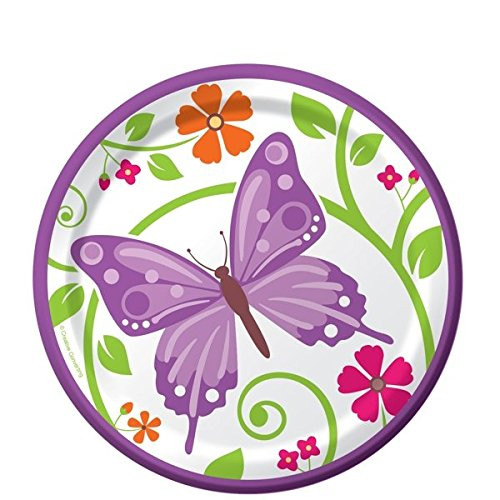 A Flutter Butterfly 7-inch Paper Plates 8 Per Pack