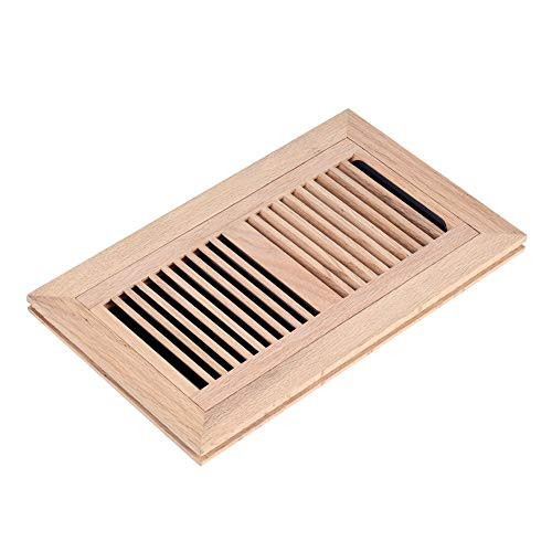 Homewell Red Oak Wood Floor Register, Flush Mount Vent with Damper, 6X12 Inch, Unfinished