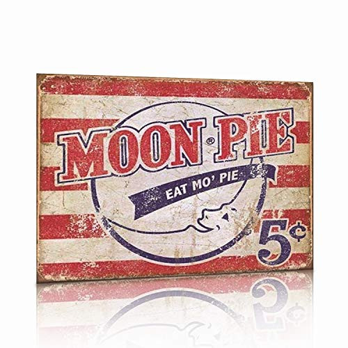 MMOUNT MOON PIE EAT MO'PIE 5cent Tin Sign Decor Retro 8x12Inch MMOUNT MOON PIE EAT MO'PIE 5cent Tin Sign Decor Retro 8x12Inch