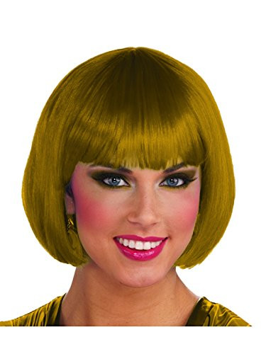 Forum Novelties F78341 Color Line-Bob Wig W/Tinsel W, Gold, Golden/Gold, Standard