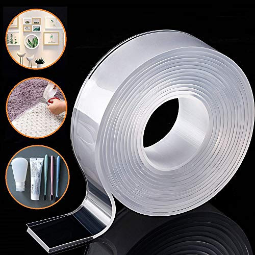 Removable&Traceless Adhesive Nano Gel Tape, Washable Strong Adsorption Double Sided Clear Silicone Tape for Wall,Kitchen,Carpet,Photo Fixing by Honwal
