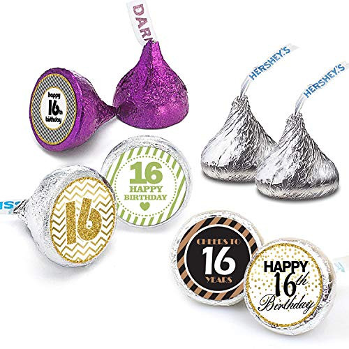 Happy 16th Birthday Stickers For 16 Years Old Party Decoration - Birthday Favor Labels -240 Count