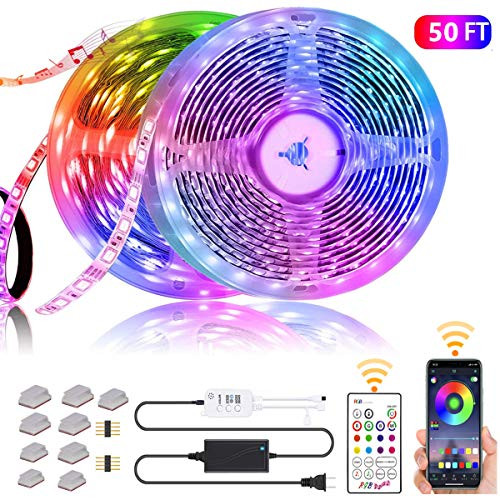 Led Strip Lights RGB Led Light Strip SMD 5050, Bluetooth App Control Color Changing Tape Lights Sync to Music with IR Remote for Party, Home, Bedroom Led Strip Lights RGB Led Light Strip SMD 5050, Bluetooth App Control Color Changing Tape Lights Sync to Music with IR Remote for Party, Home, Bedroom