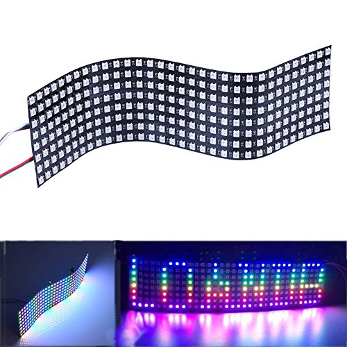 VISDOLL 8x32 WS2812B 5050 RGB LED Panel, 256 Pixels Digital Flexible LED Display Panel Individually Addressable Full Dream Color Lighting DC5V